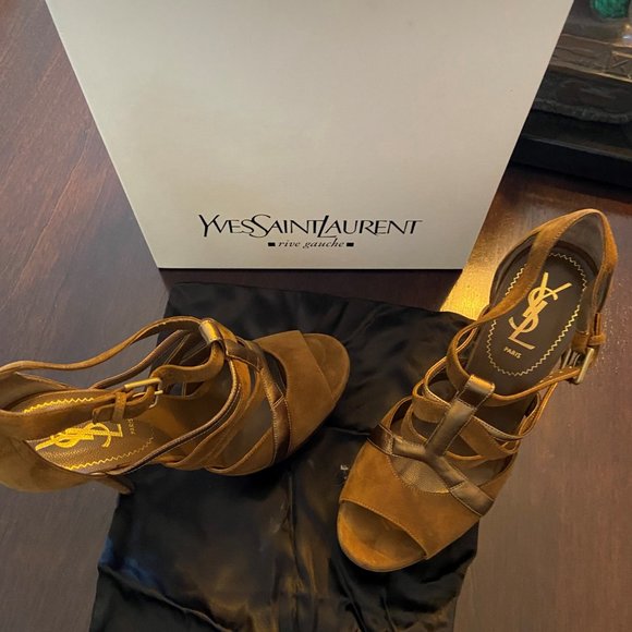 Yves Saint Laurent Brown Strappy Heels - Picture 3 of 4